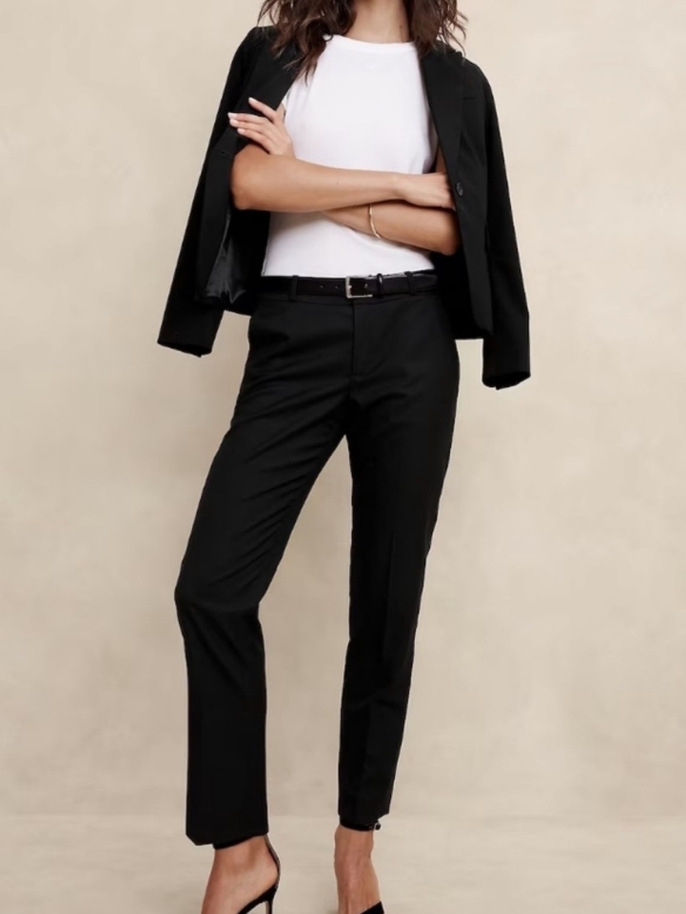 Banana Republic Black Ryan Straight-Leg Trousers